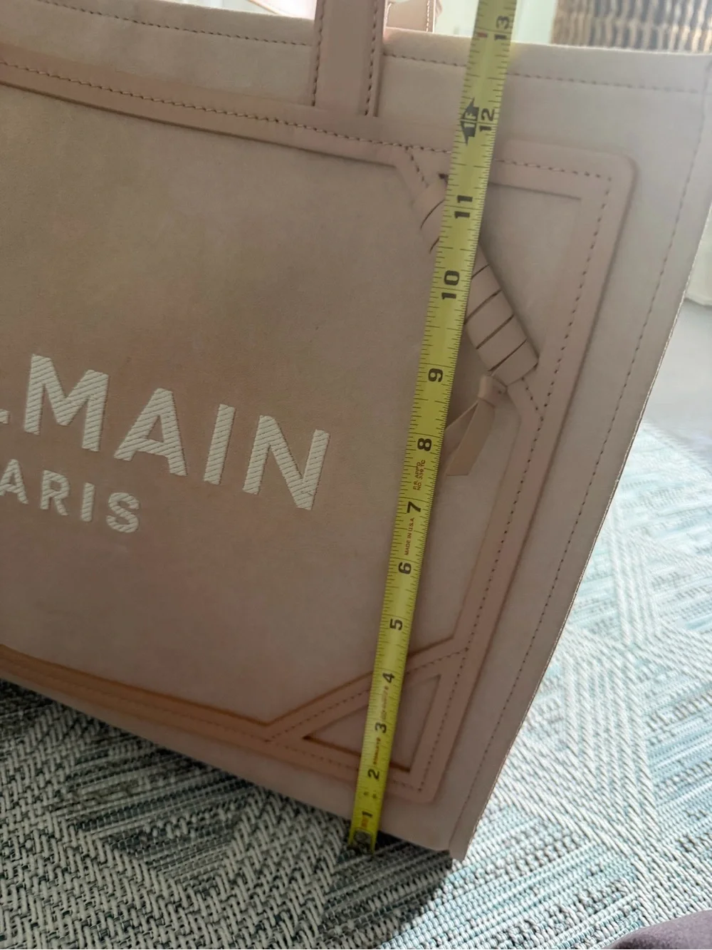 Balmain Medium Suede B-Army Tote in Neutral Rose